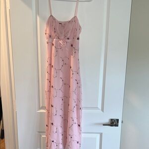 Pink Floral Spaghetti Strap Dress